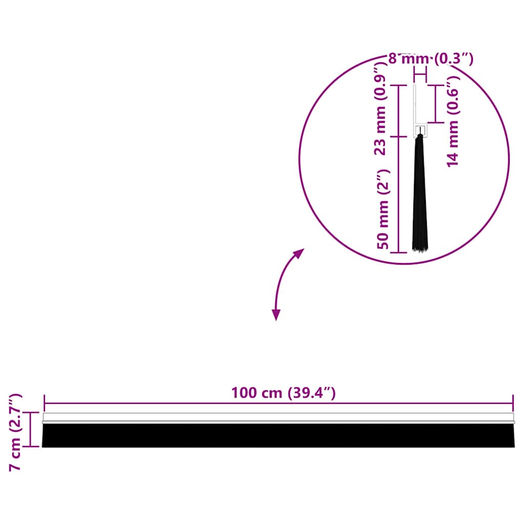 Selbstklebende Türbürstendichtungen 6 pcs Silber 100 cm