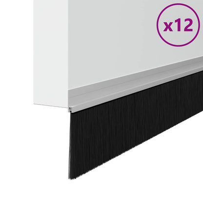 Selbstklebende Türbürstendichtungen 12 pcs Silber 100 cm