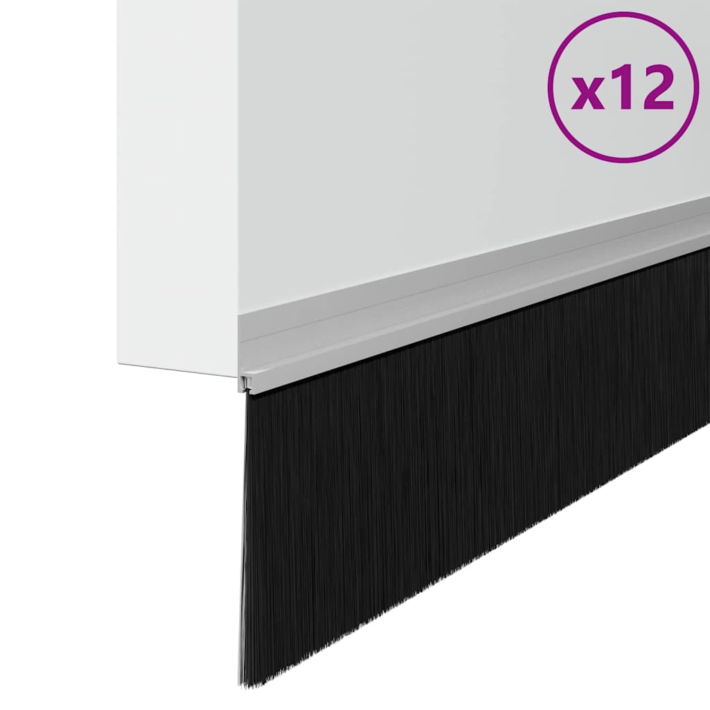 Selbstklebende Türbürstendichtungen 12 pcs Silber 100 cm