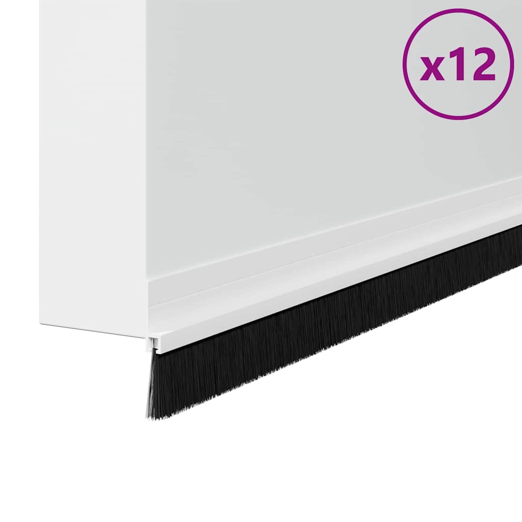 Selbstklebende Türbürstendichtungen 12 pcs Weiß 100 cm