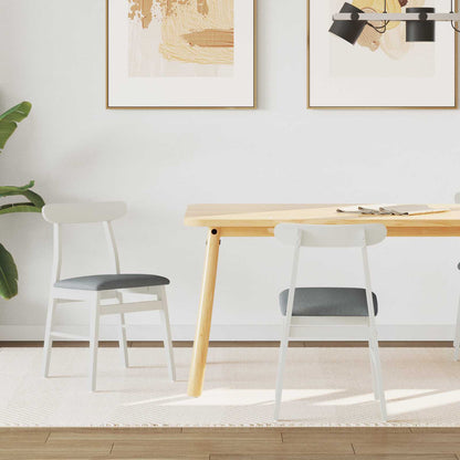 Esszimmerstuhl 2 pcs Weiß und Grau Massives Gummiholz