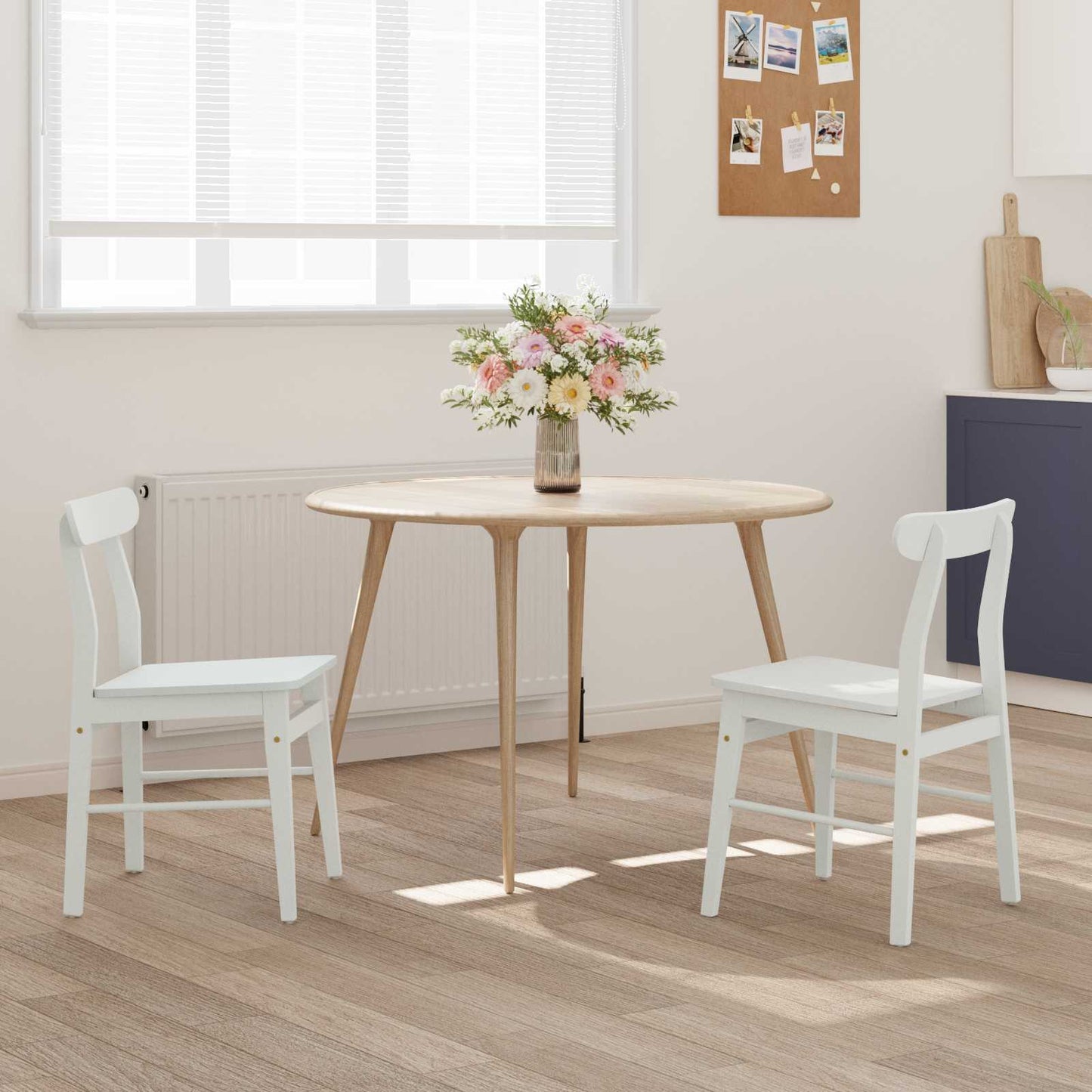 vidaXL Esszimmerstuhl 2 pcs Weiß 43 x 44,5 x 77 cm Massives Gummiholz