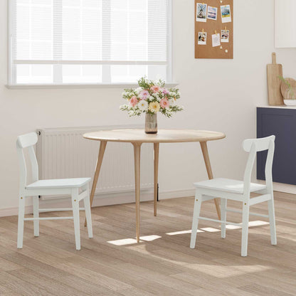 vidaXL Esszimmerstuhl 2 pcs Weiß 43 x 44,5 x 77 cm Massives Gummiholz