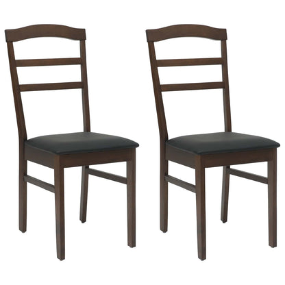 vidaXL Esszimmerstuhl 2 pcs Hellbraun und Schwarz Massives Gummiholz