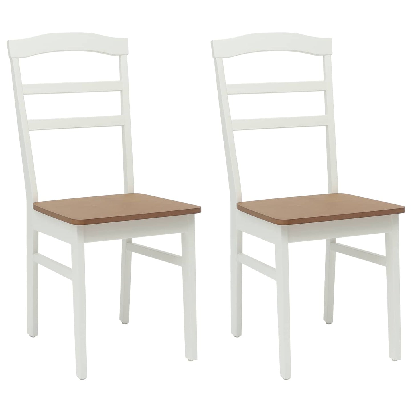 vidaXL Chaise de salle à manger 2 pcs Blanc et naturel Bois d'hévéa massif