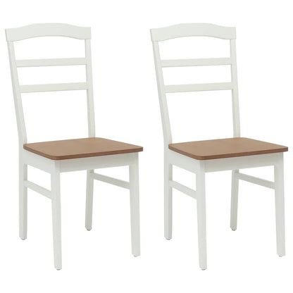 vidaXL Chaise de salle à manger 2 pcs Blanc et naturel Bois d'hévéa massif