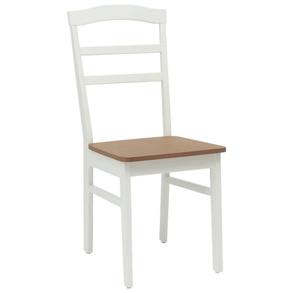 vidaXL Chaise de salle à manger 2 pcs Blanc et naturel Bois d'hévéa massif