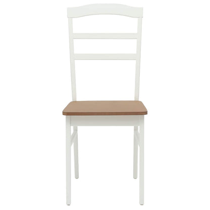 vidaXL Chaise de salle à manger 2 pcs Blanc et naturel Bois d'hévéa massif