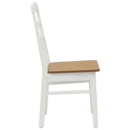 vidaXL Chaise de salle à manger 2 pcs Blanc et naturel Bois d'hévéa massif