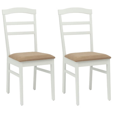 vidaXL Esszimmerstuhl 2 pcs Weiß und Braun Massives Gummiholz
