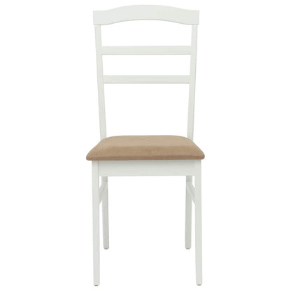 Esszimmerstuhl 2 pcs Weiß und Braun Massives Gummiholz