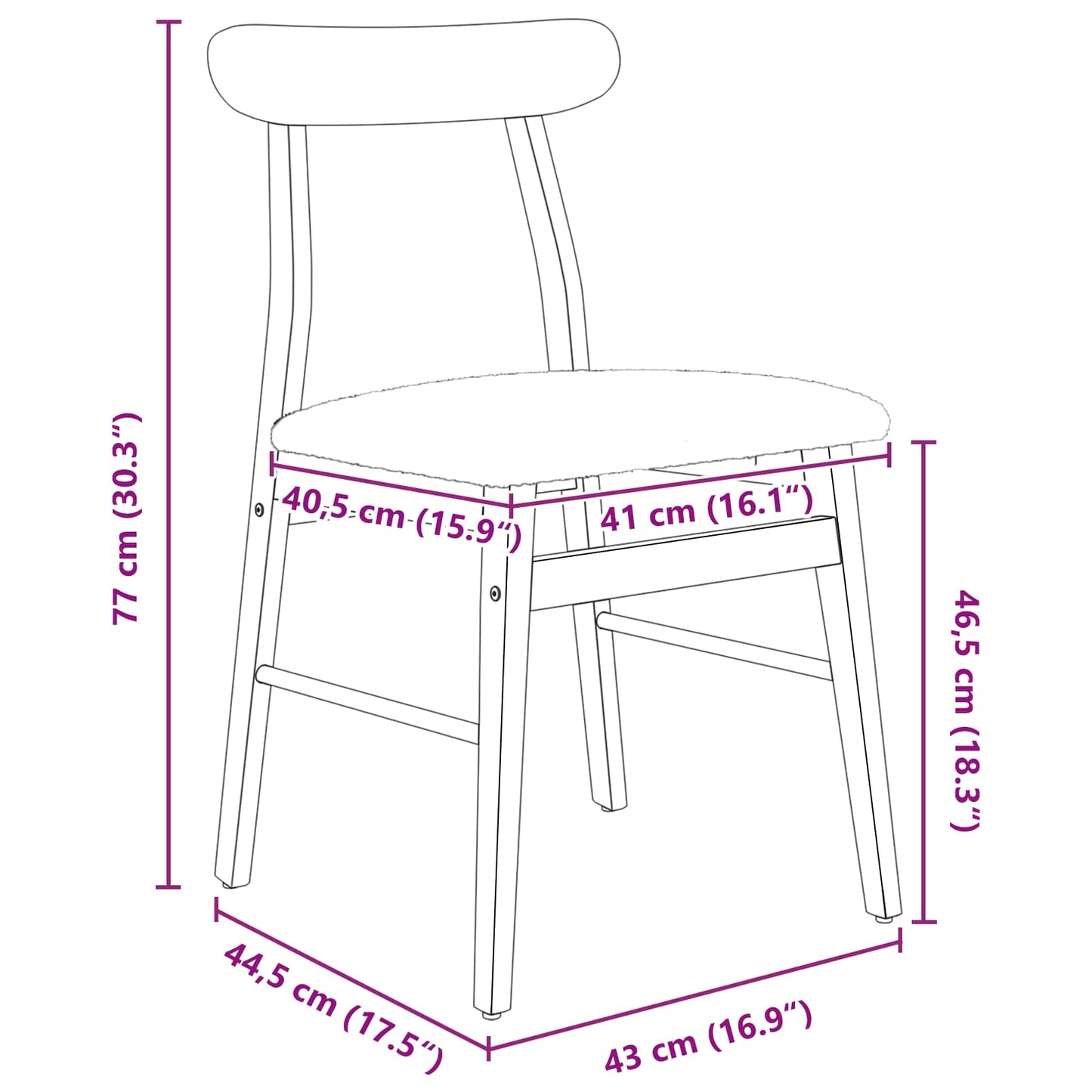 Esszimmerstuhl 2 pcs Natürlich und hell Massives Gummiholz