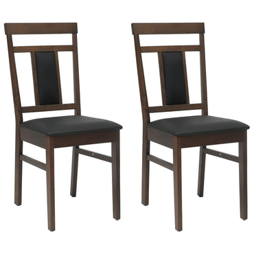 vidaXL Esszimmerstuhl 2 pcs Hellbraun und Schwarz Massives Gummiholz