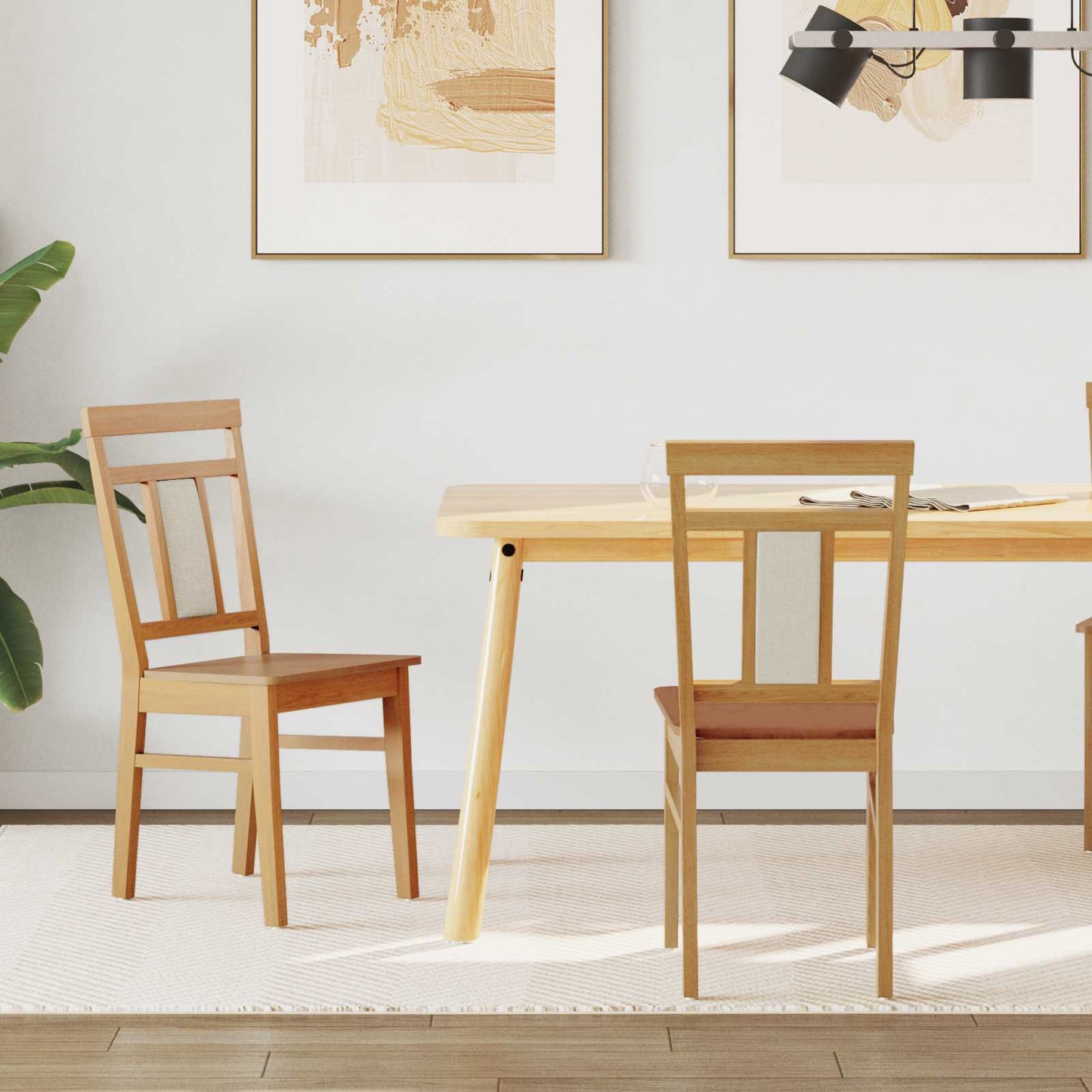 Esszimmerstuhl 2 pcs Natur Massives Gummiholz