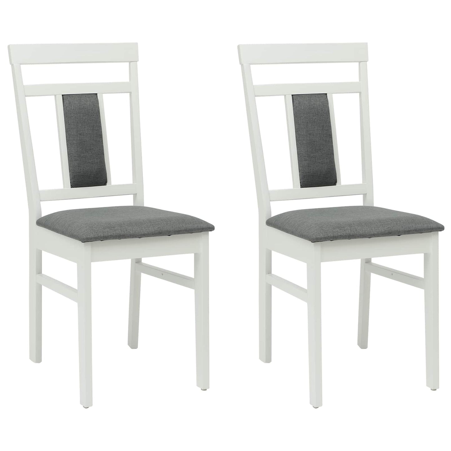 vidaXL Esszimmerstuhl 2 pcs Weiß und Grau Massives Gummiholz