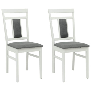 vidaXL Esszimmerstuhl 2 pcs Weiß und Grau Massives Gummiholz
