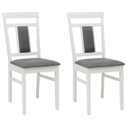 vidaXL Esszimmerstuhl 2 pcs Weiß und Grau Massives Gummiholz