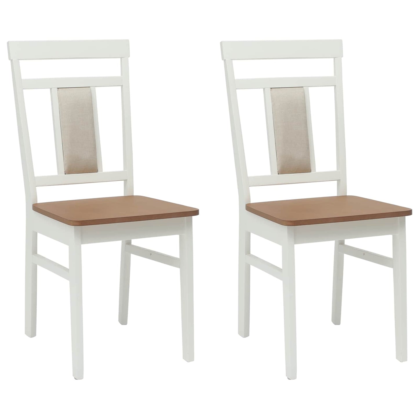 vidaXL Esszimmerstuhl 2 pcs Weiß und Natur Massives Gummiholz