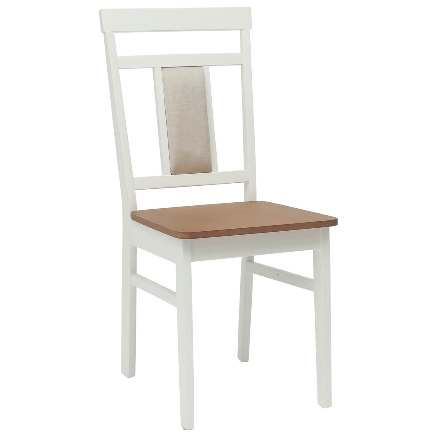 vidaXL Esszimmerstuhl 2 pcs Weiß und Natur Massives Gummiholz