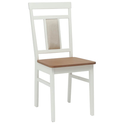 vidaXL Esszimmerstuhl 2 pcs Weiß und Natur Massives Gummiholz