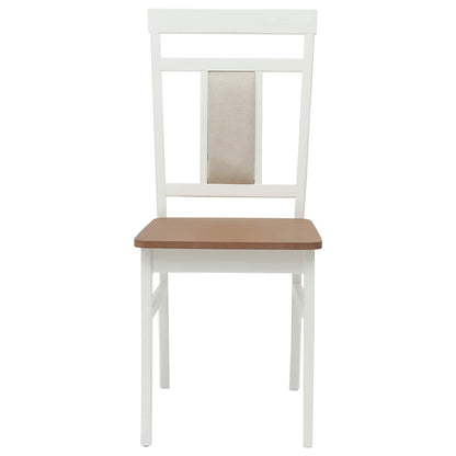 vidaXL Esszimmerstuhl 2 pcs Weiß und Natur Massives Gummiholz