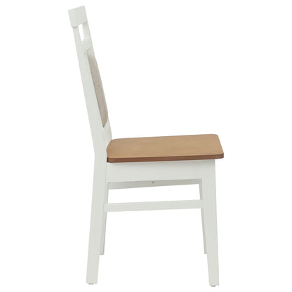 vidaXL Esszimmerstuhl 2 pcs Weiß und Natur Massives Gummiholz