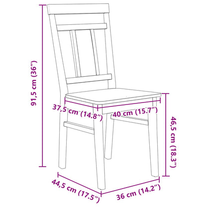 vidaXL Esszimmerstuhl 2 pcs Weiß und Natur Massives Gummiholz