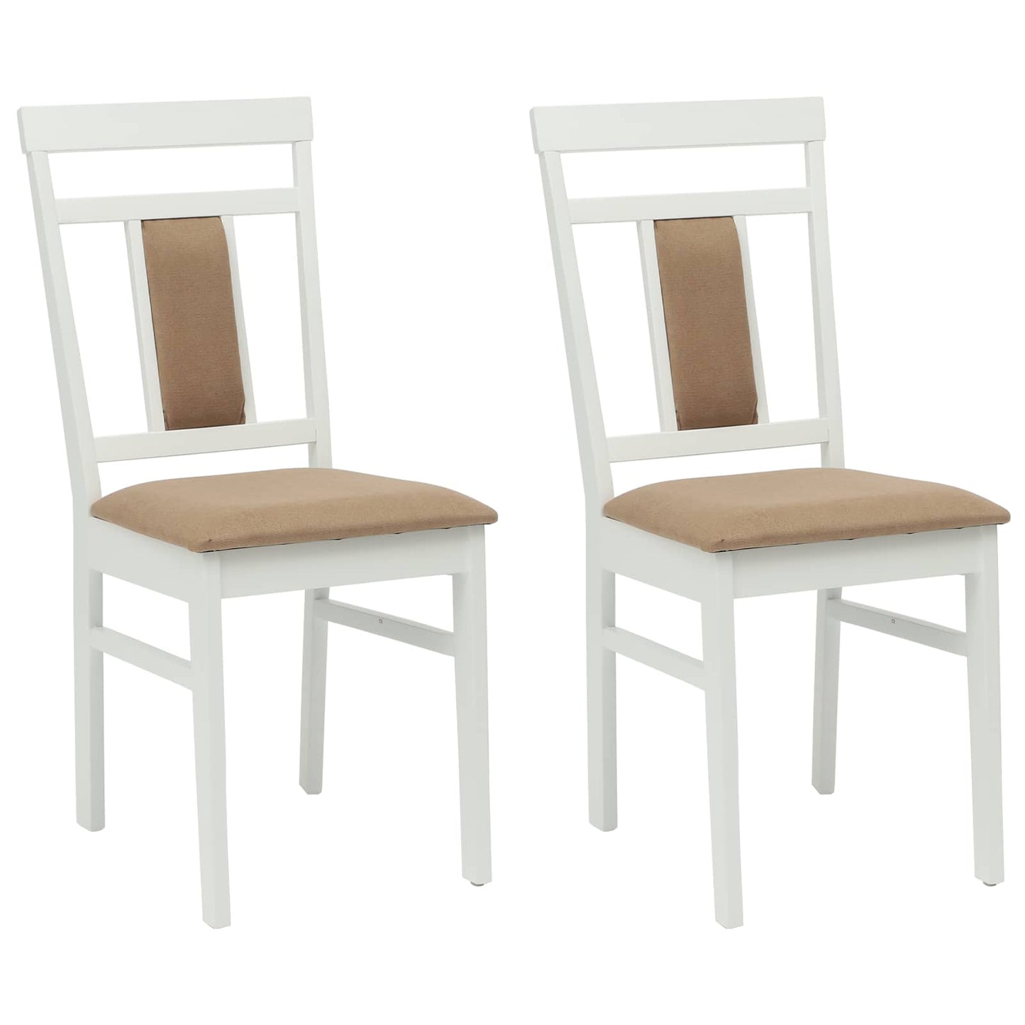 vidaXL Esszimmerstuhl 2 pcs Weiß und Braun Massives Gummiholz