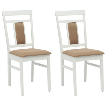 vidaXL Chaise de salle à manger 2 pcs Blanc et Marron Bois d'hévéa massif