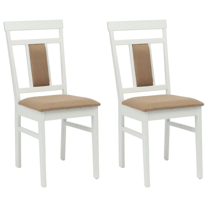 vidaXL Esszimmerstuhl 2 pcs Weiß und Braun Massives Gummiholz