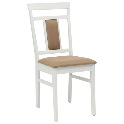 vidaXL Esszimmerstuhl 2 pcs Weiß und Braun Massives Gummiholz