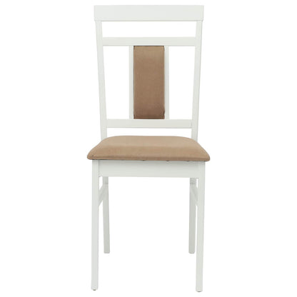 vidaXL Esszimmerstuhl 2 pcs Weiß und Braun Massives Gummiholz