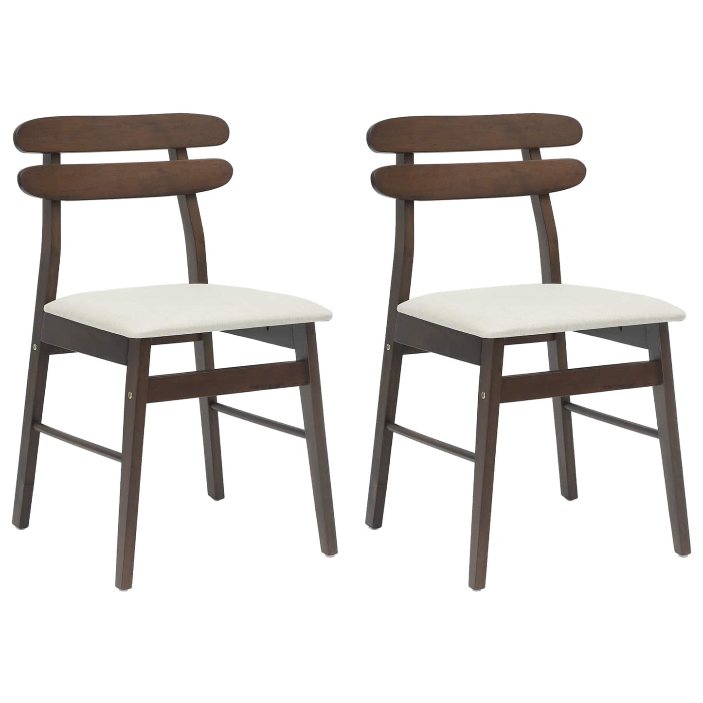vidaXL Esszimmerstuhl 2 pcs Hellbraun und hell Massives Gummiholz