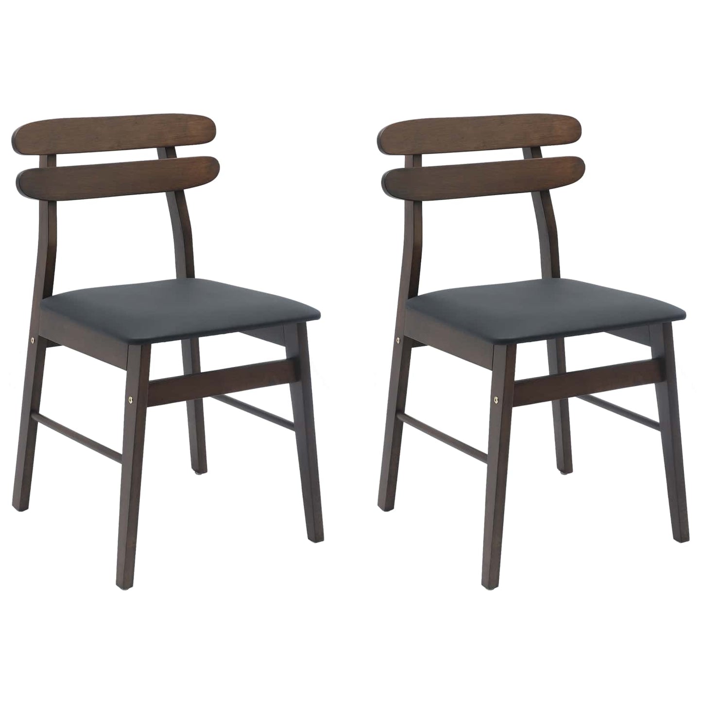 vidaXL Esszimmerstuhl 2 pcs Hellbraun und Schwarz Massives Gummiholz