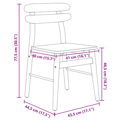 vidaXL Esszimmerstuhl 2 pcs Natur Massives Gummiholz