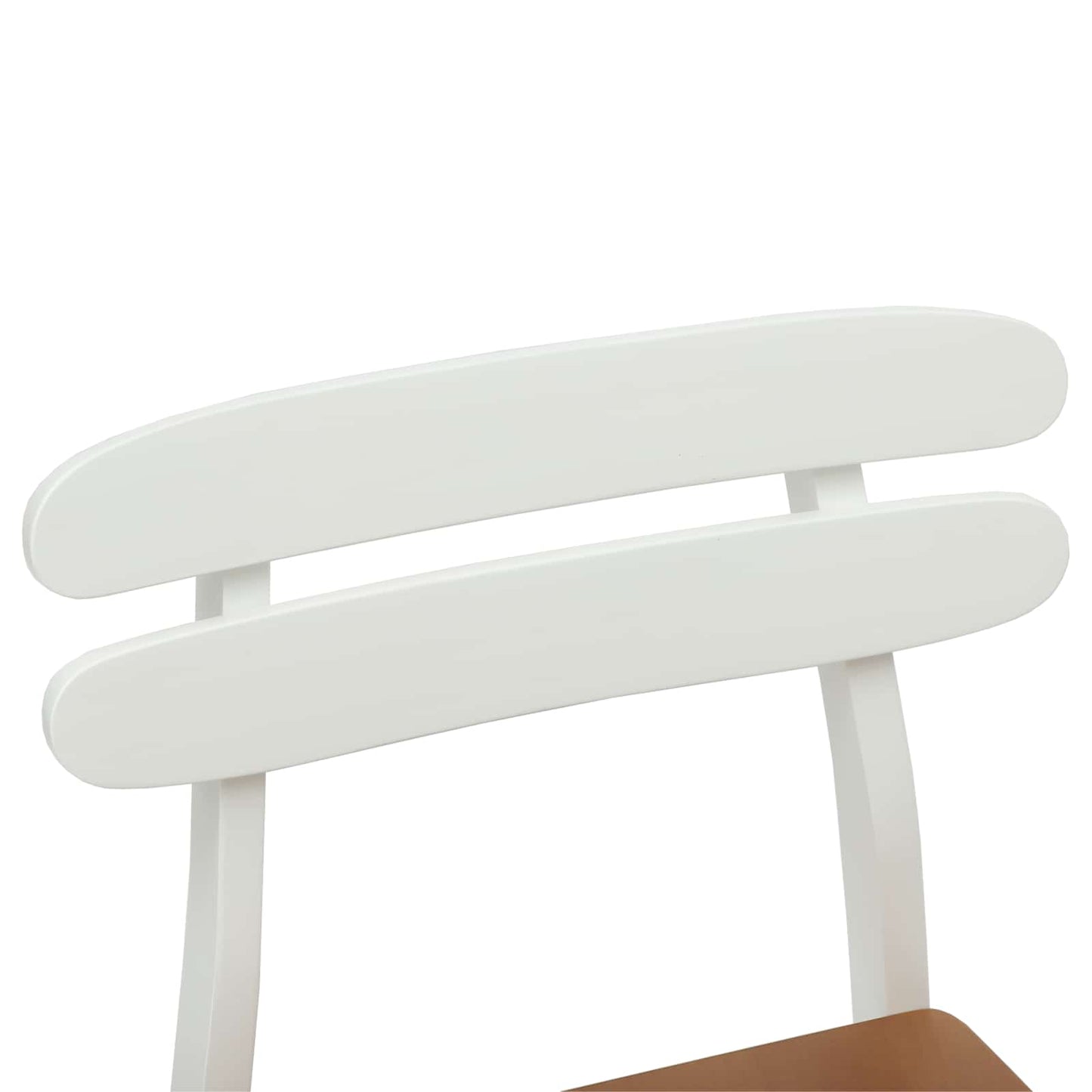 vidaXL Esszimmerstuhl 2 pcs Weiß und Natur Massives Gummiholz