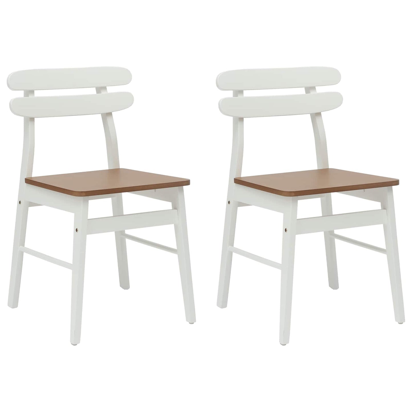 vidaXL Esszimmerstuhl 2 pcs Weiß und Natur Massives Gummiholz