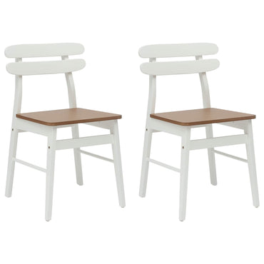 vidaXL Esszimmerstuhl 2 pcs Weiß und Natur Massives Gummiholz