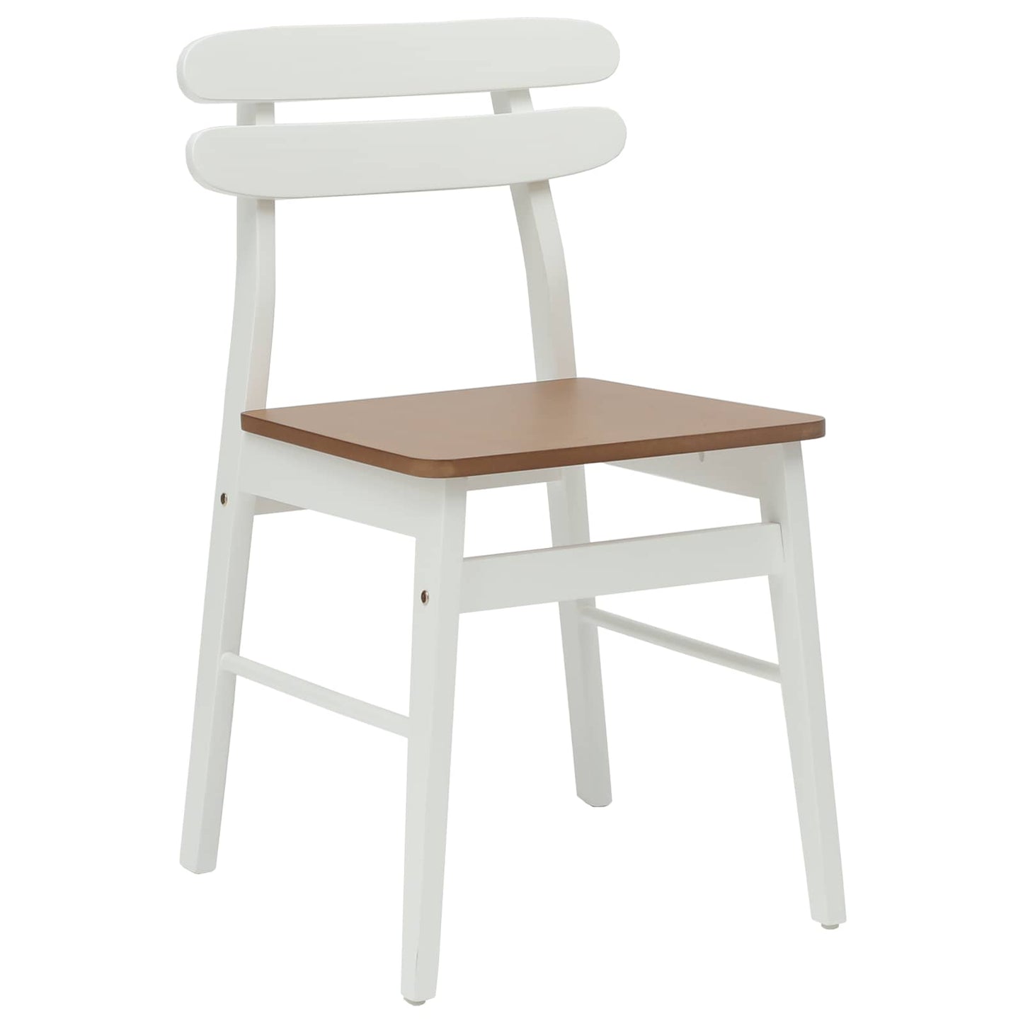 vidaXL Esszimmerstuhl 2 pcs Weiß und Natur Massives Gummiholz
