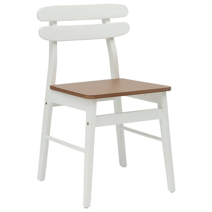vidaXL Esszimmerstuhl 2 pcs Weiß und Natur Massives Gummiholz
