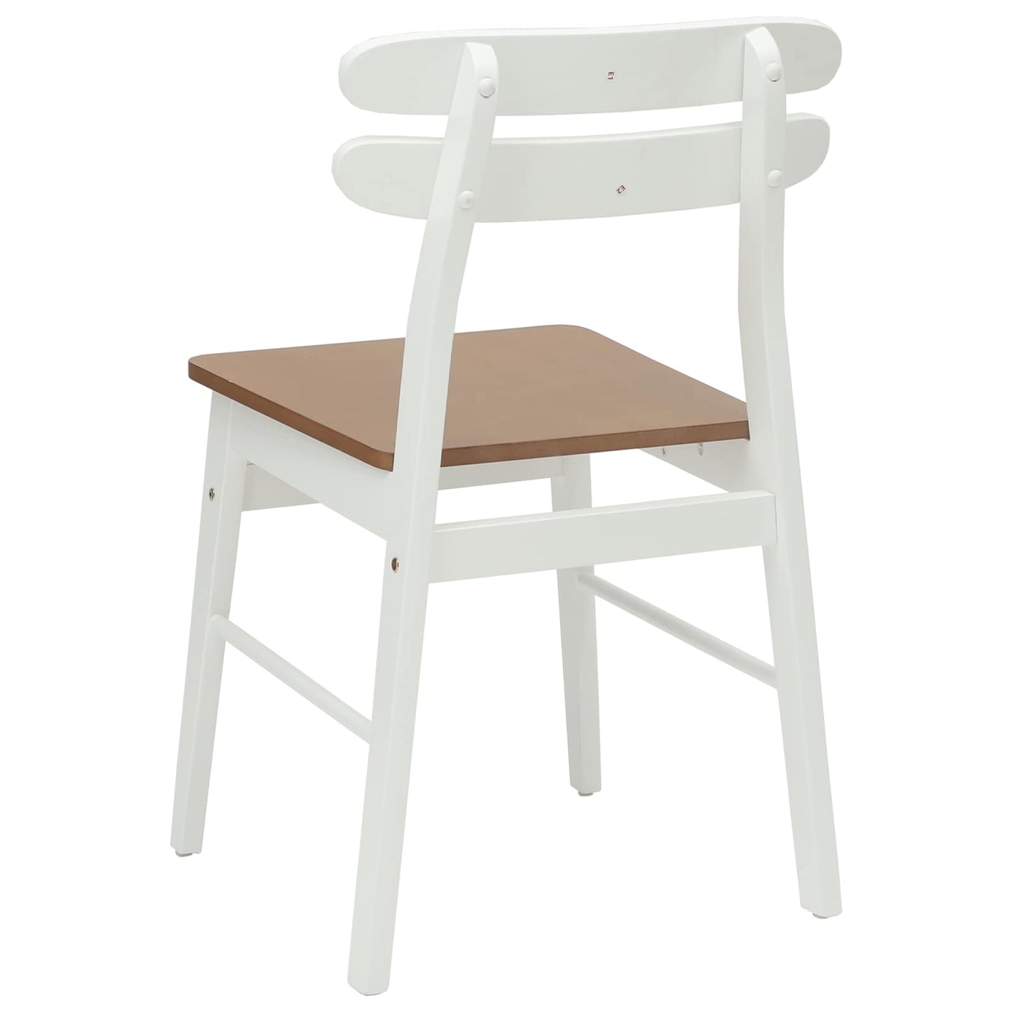 vidaXL Esszimmerstuhl 2 pcs Weiß und Natur Massives Gummiholz