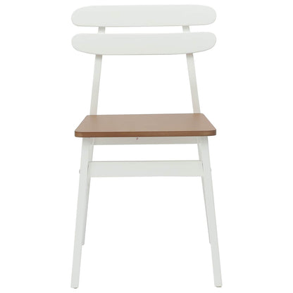 vidaXL Esszimmerstuhl 2 pcs Weiß und Natur Massives Gummiholz