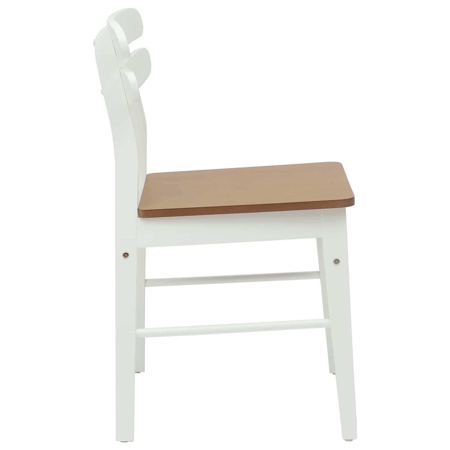 vidaXL Esszimmerstuhl 2 pcs Weiß und Natur Massives Gummiholz