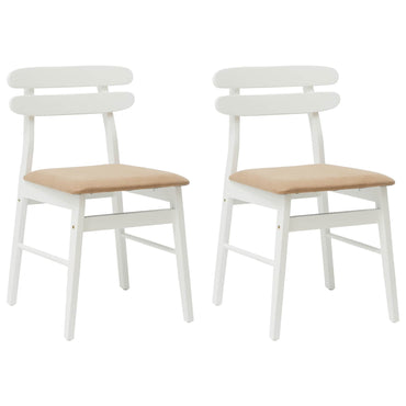 vidaXL Esszimmerstuhl 2 pcs Weiß und Braun Massives Gummiholz