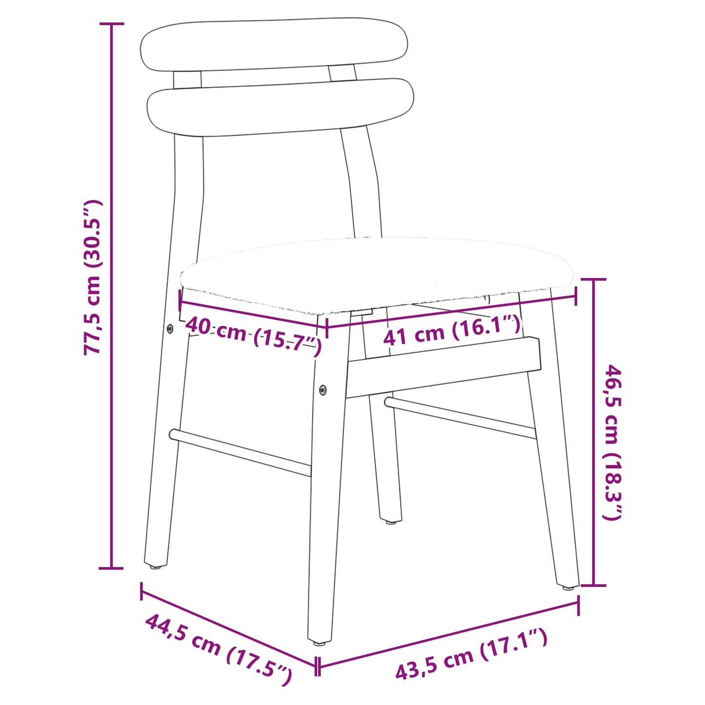 vidaXL Esszimmerstuhl 2 pcs Natürlich und hell Massives Gummiholz