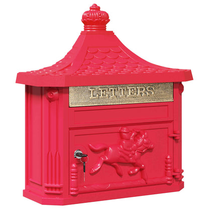 vidaXL Wandmontierter Briefkasten Rot 40,5 x 16 x 45 cm Gussaluminium