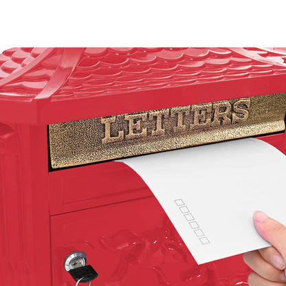 vidaXL Wandmontierter Briefkasten Rot 40,5 x 16 x 45 cm Gussaluminium