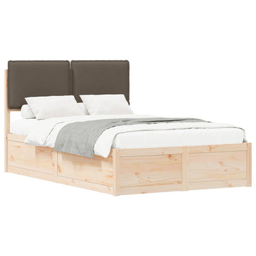 vidaXL Bettgestell mit gepolstertem Kopfteil Taupe 120 x 200 cm