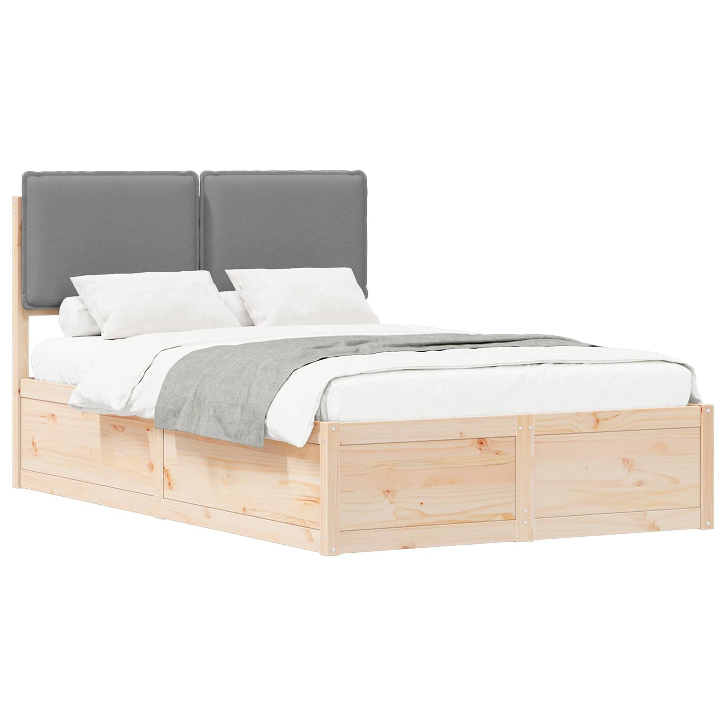 vidaXL Bettgestell mit gepolstertem Kopfteil Hellgrau 120 x 190 cm