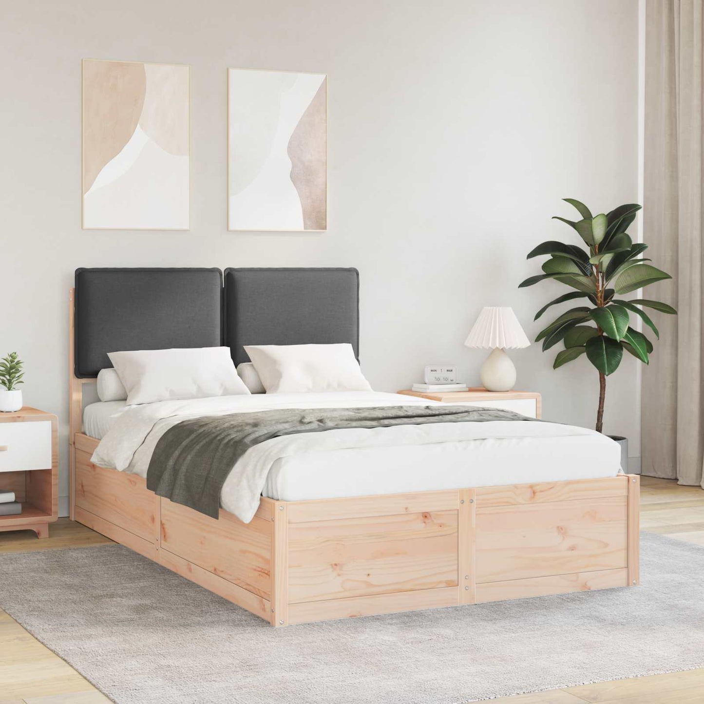 vidaXL Bettgestell mit gepolstertem Kopfteil Dunkelgrau 120 x 190 cm